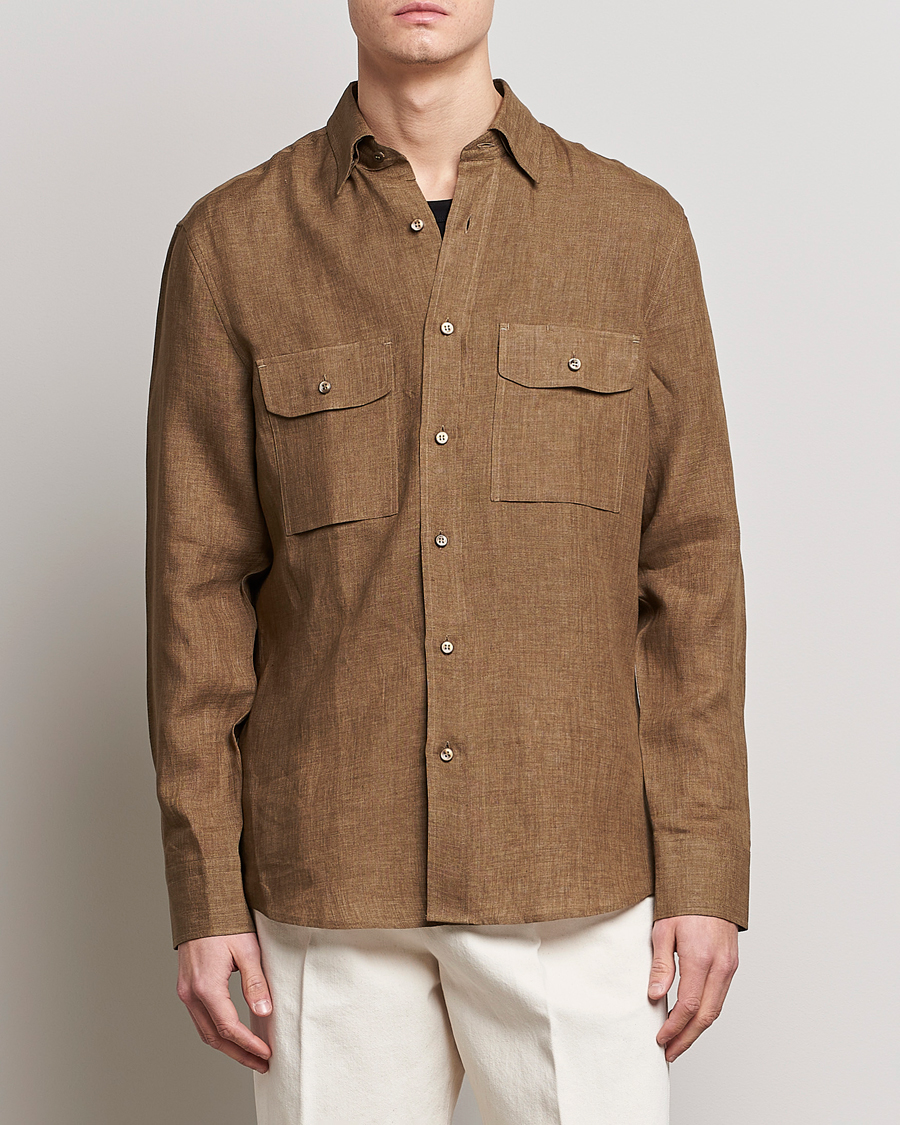 Herre | Overshirts | Brioni | Linen Overshirt Military