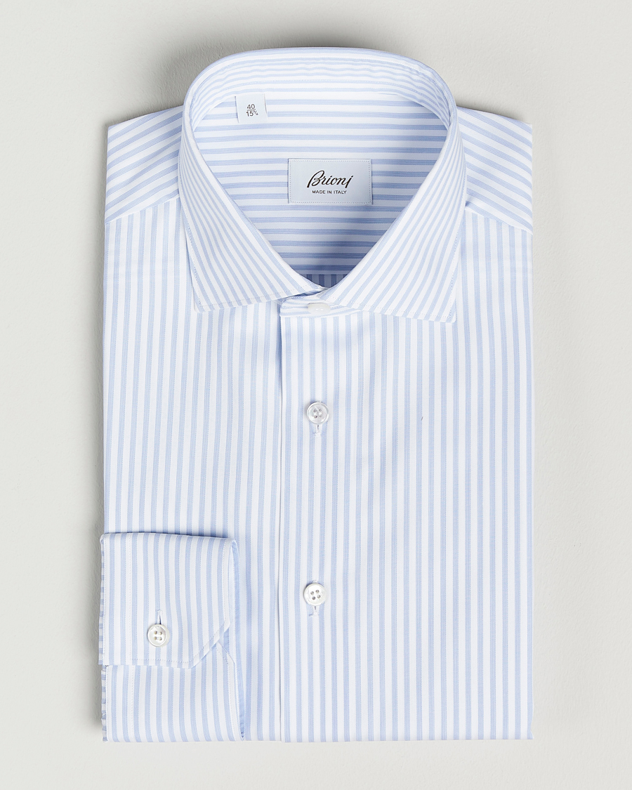 Herre | Skjorter | Brioni | Slim Fit Dress Shirt Light Blue Stripe