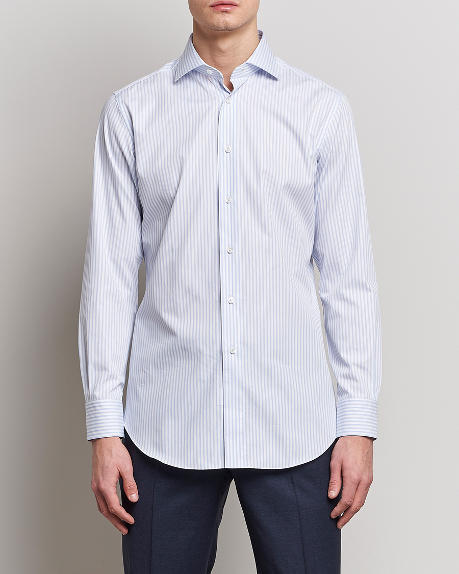 Herre | Skjorter | Brioni | Slim Fit Dress Shirt Light Blue Stripe