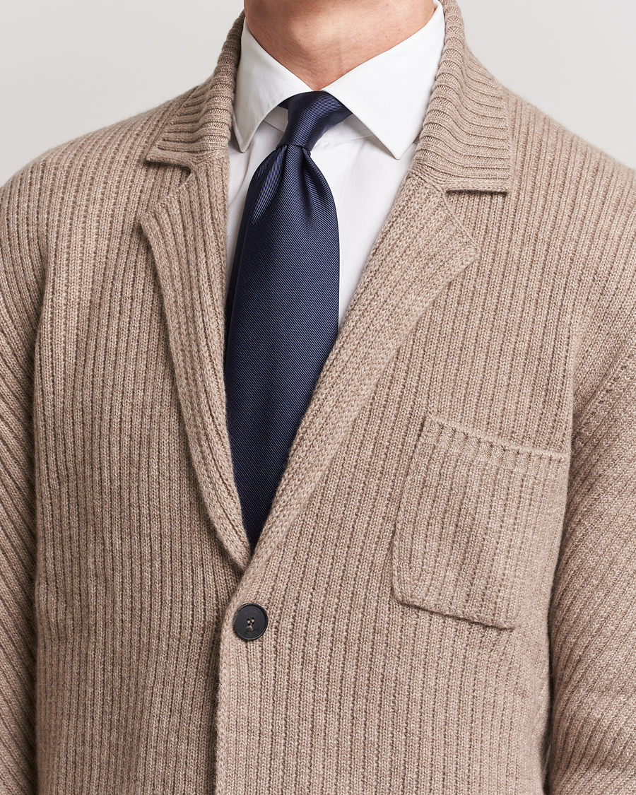 Herre | | Brioni | Testimonial Jacquard Silk Tie Navy