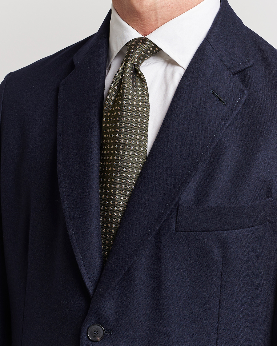 Herre |  | Brioni | Printed Silk Tie Green