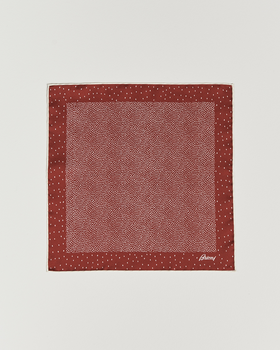 Herre | Lommetørklær | Brioni | Printed Silk Pocket Square White/Red