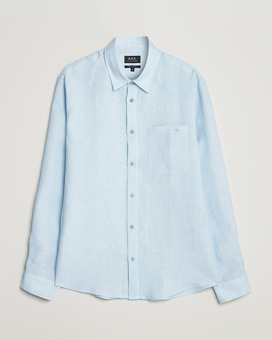 Herre | Skjorter | A.P.C. | Cassel Linen Shirt Light Blue