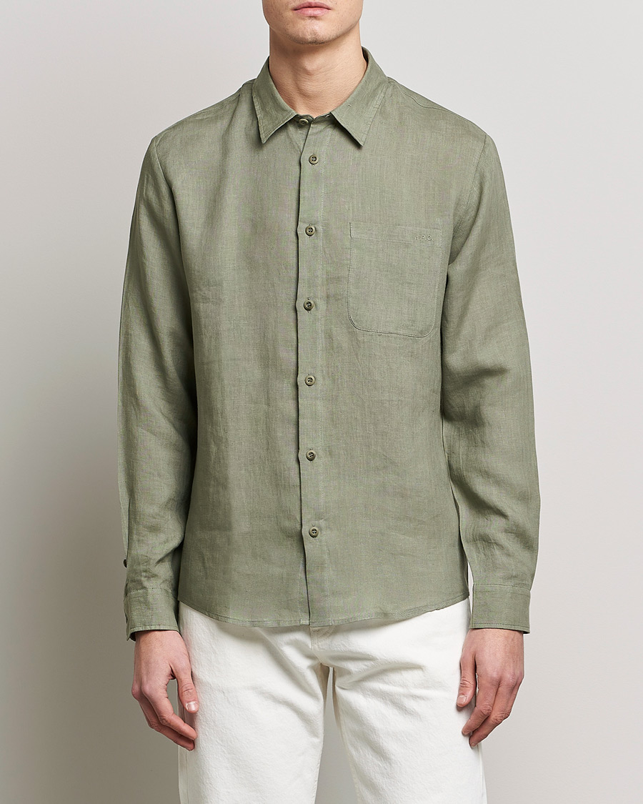 Herre | Linskjorter | A.P.C. | Cassel Linen Shirt Light Olive