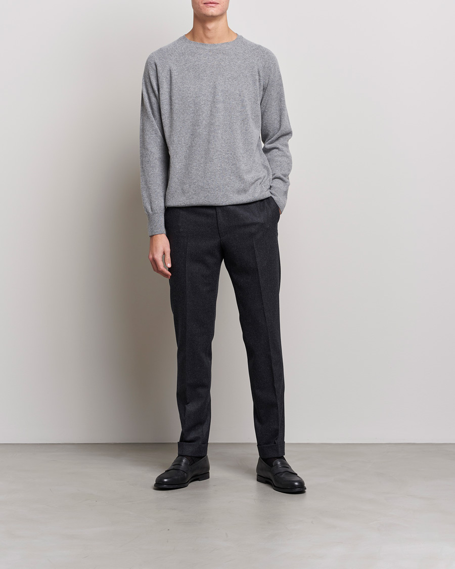 Herre | Gensere | Oscar Jacobson | Gustaf Lambswool Raglan Crew Neck Light Grey