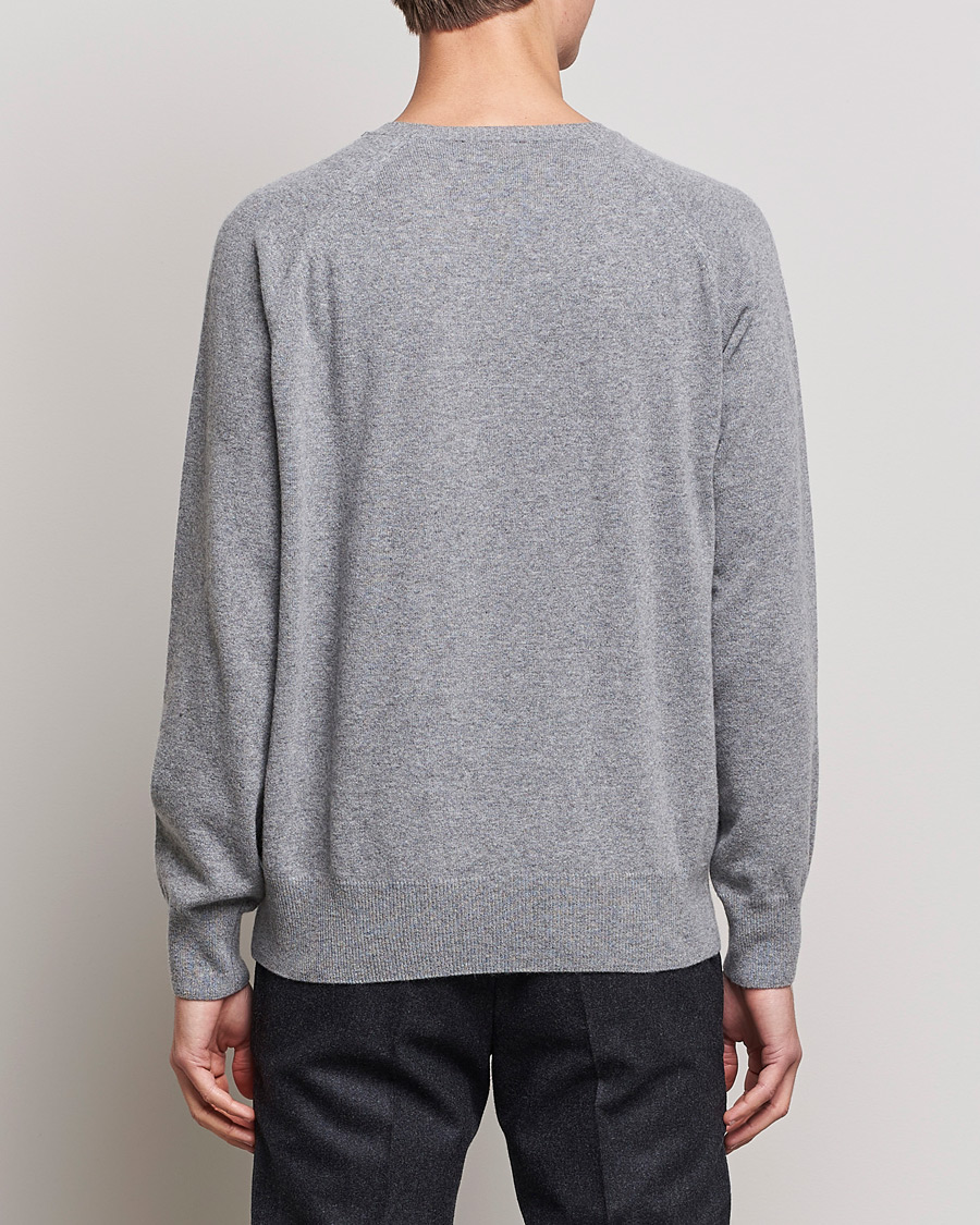 Herre | Gensere | Oscar Jacobson | Gustaf Lambswool Raglan Crew Neck Light Grey