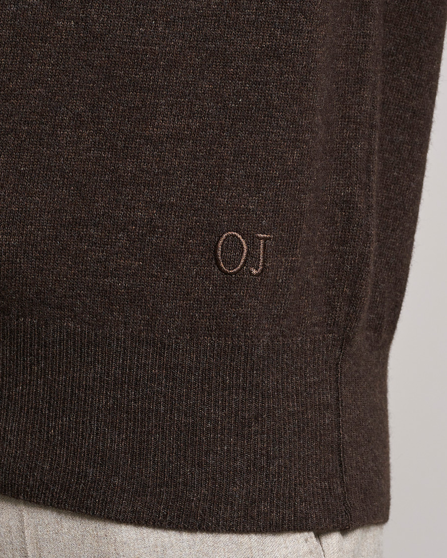 Herre | Gensere | Oscar Jacobson | Gustaf Lambswool Raglan Crew Neck Dark Brown