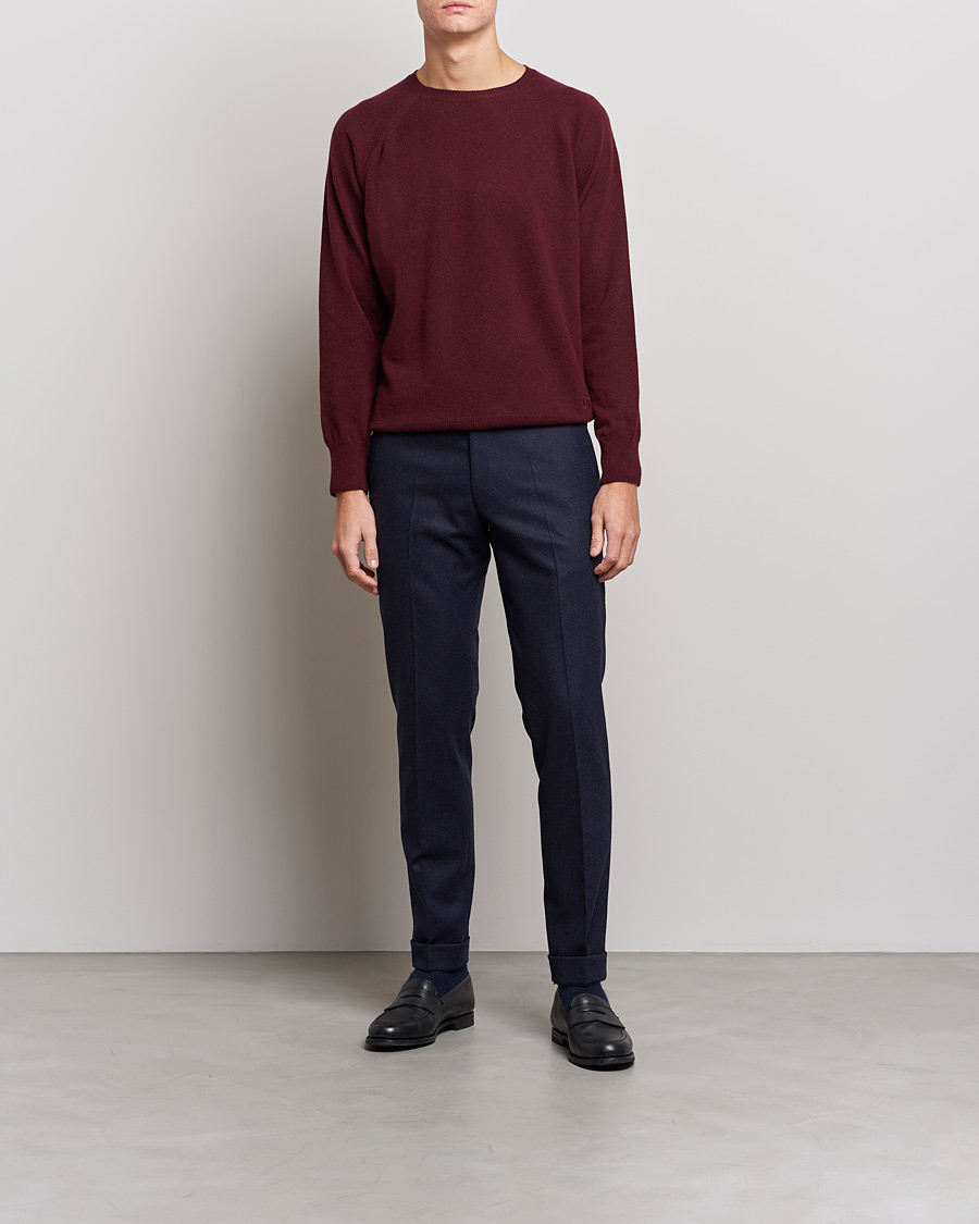 Herre | Gensere | Oscar Jacobson | Gustaf Lambswool Raglan Crew Neck Burgundy