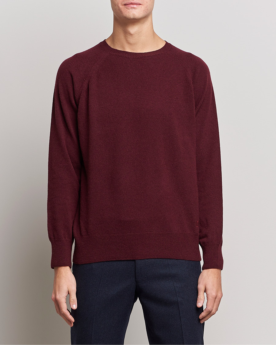 Herre | Gensere | Oscar Jacobson | Gustaf Lambswool Raglan Crew Neck Burgundy