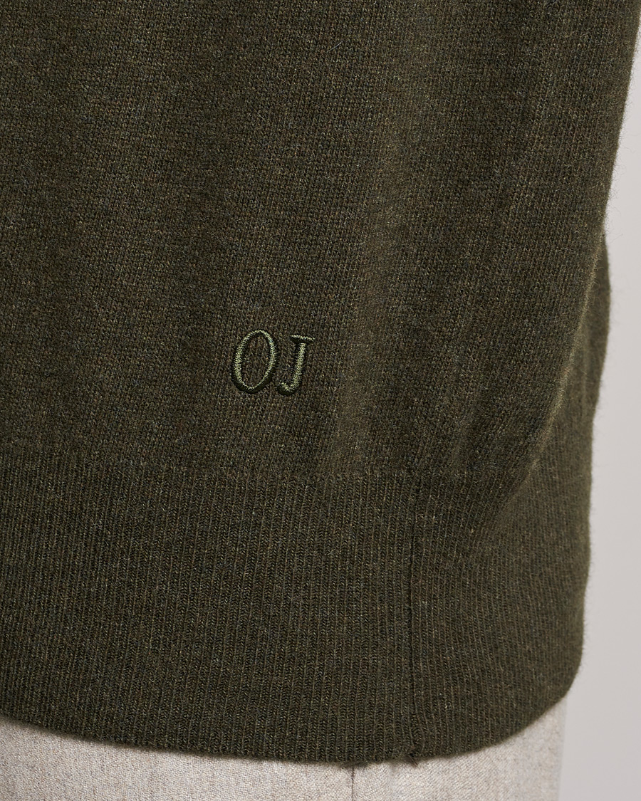 Herre | Gensere | Oscar Jacobson | Gustaf Lambswool Raglan Crew Neck Moss Green