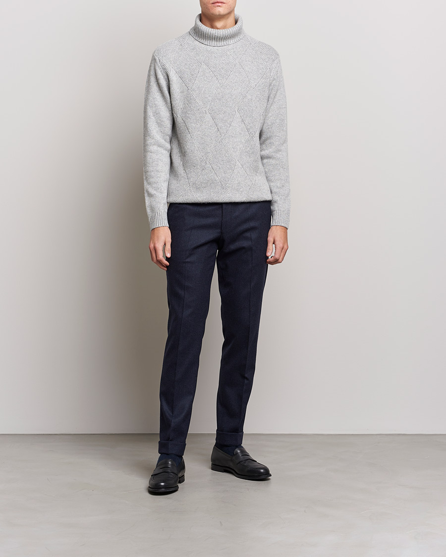 Herre | Gensere | Oscar Jacobson | Lyle Wool/Cashmere Structured Rollneck Light Grey