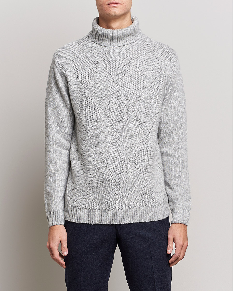 Herre | Gensere | Oscar Jacobson | Lyle Wool/Cashmere Structured Rollneck Light Grey