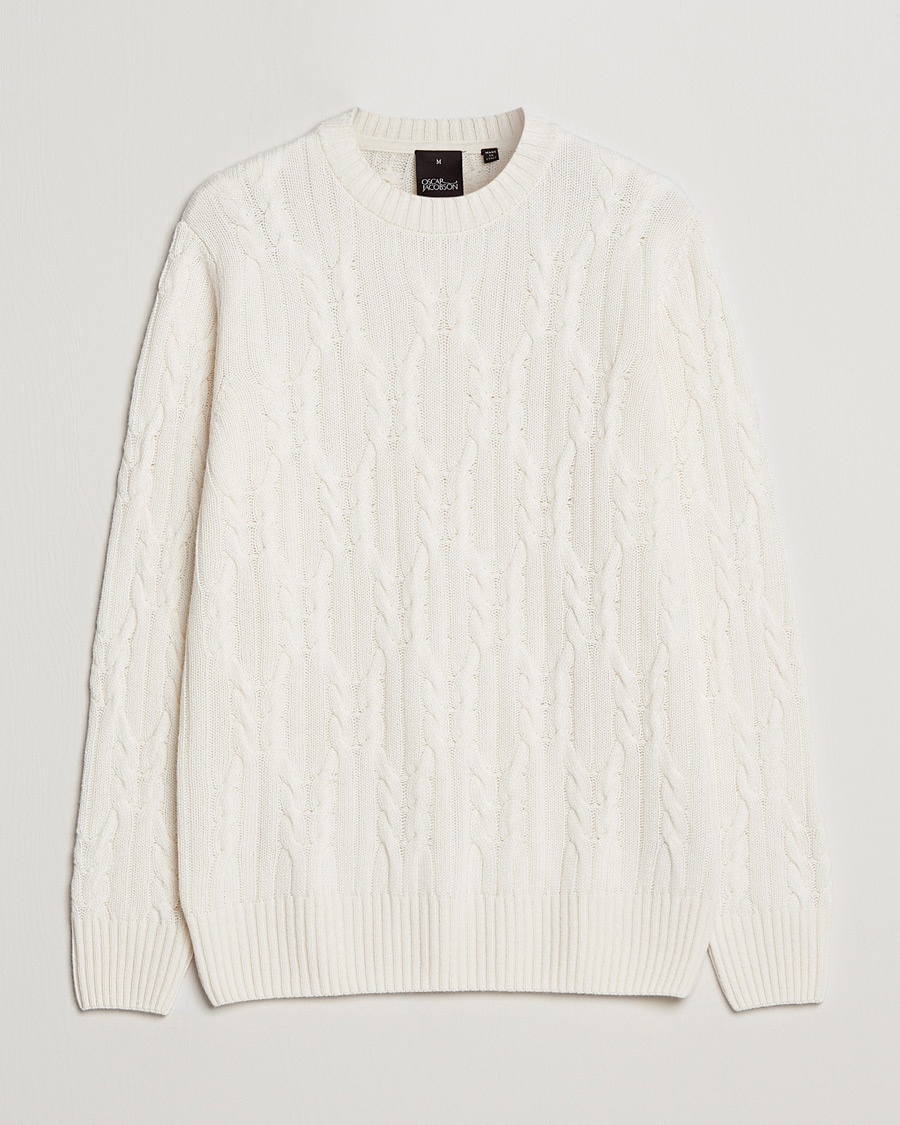 Herre | Gensere | Oscar Jacobson | Emmet Wool/Cashmere Structured Crew Neck Off White