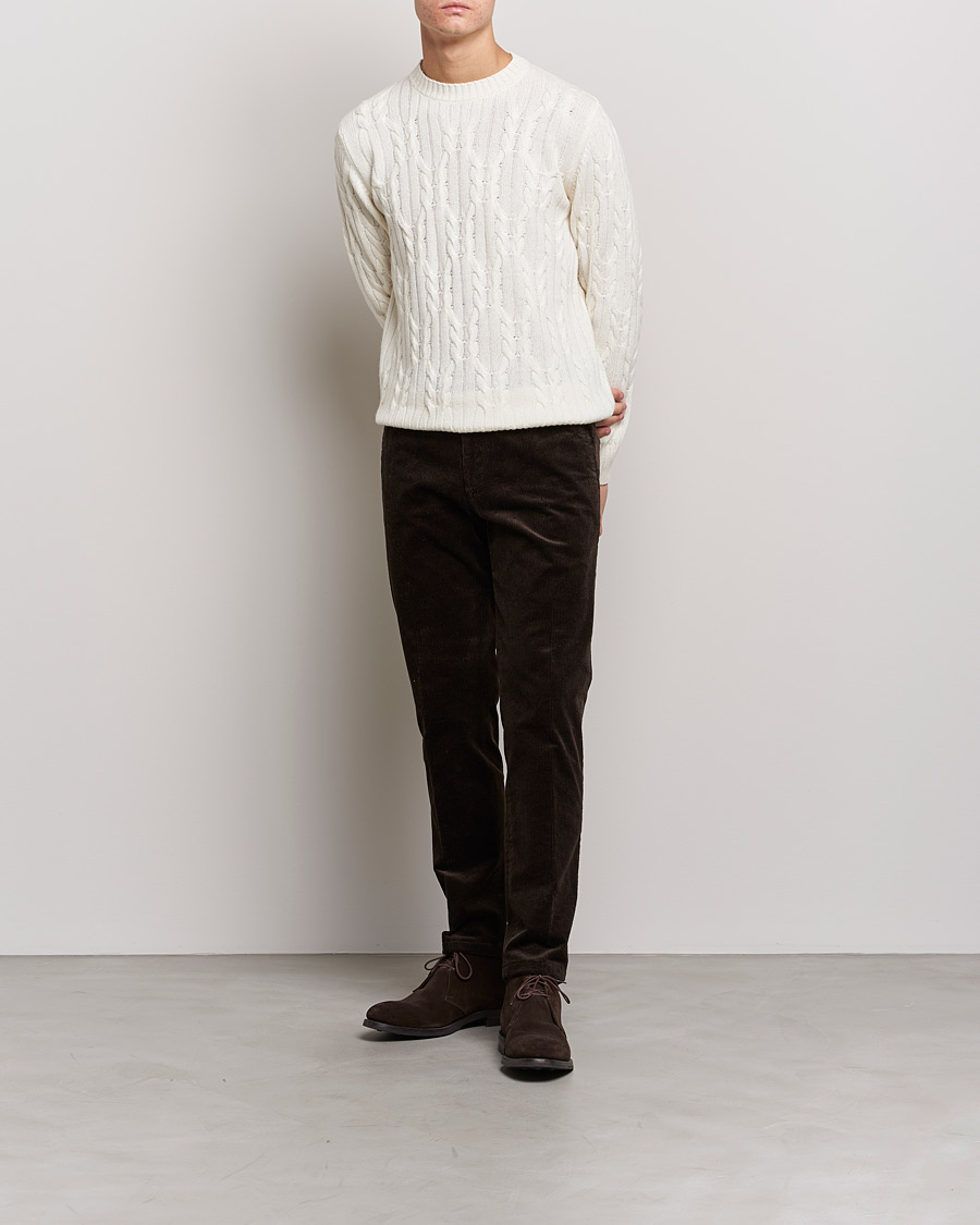 Herre | Gensere | Oscar Jacobson | Emmet Wool/Cashmere Structured Crew Neck Off White