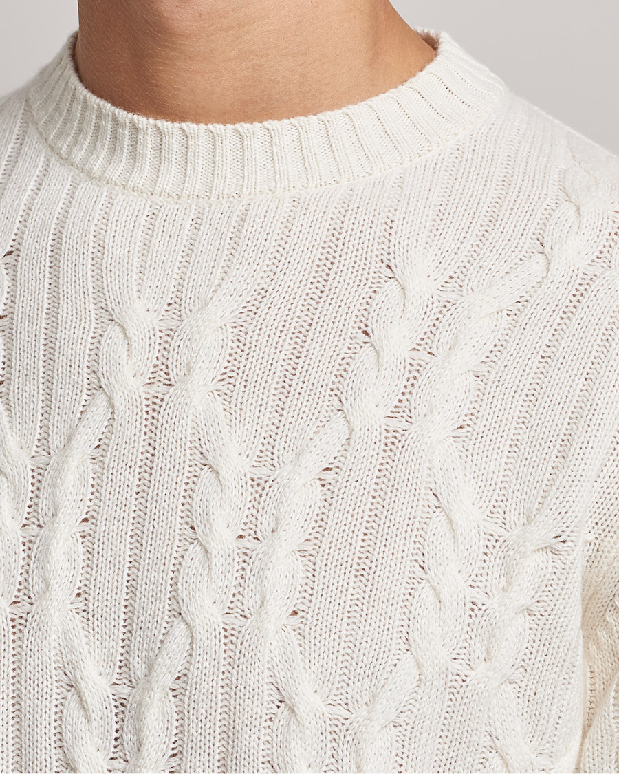 Herre | Gensere | Oscar Jacobson | Emmet Wool/Cashmere Structured Crew Neck Off White