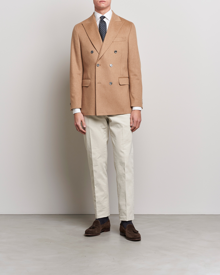 Herre | Dressjakker | Oscar Jacobson | Farries Baby Camelhair DB Blazer Light Camel
