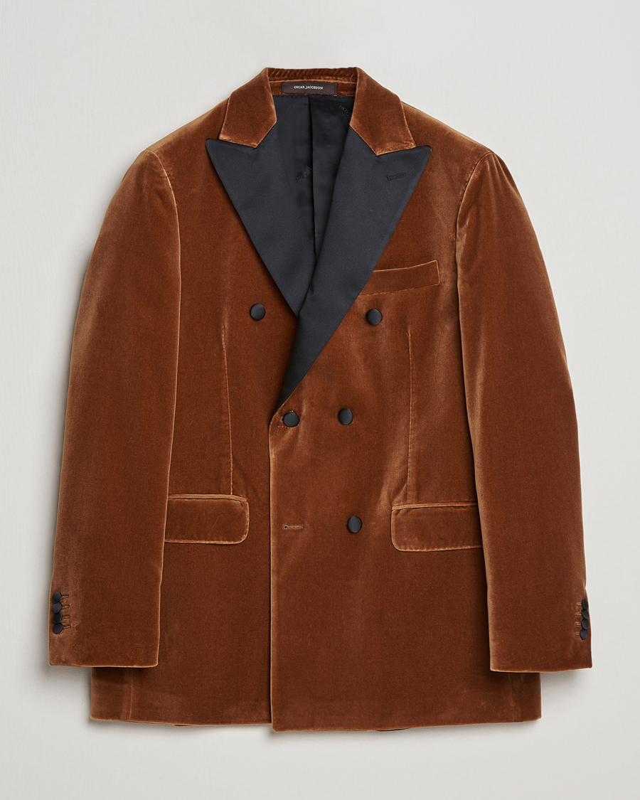 Herre | Dressjakker | Oscar Jacobson | Farris Tuxedo Velvet DB Blazer Brown