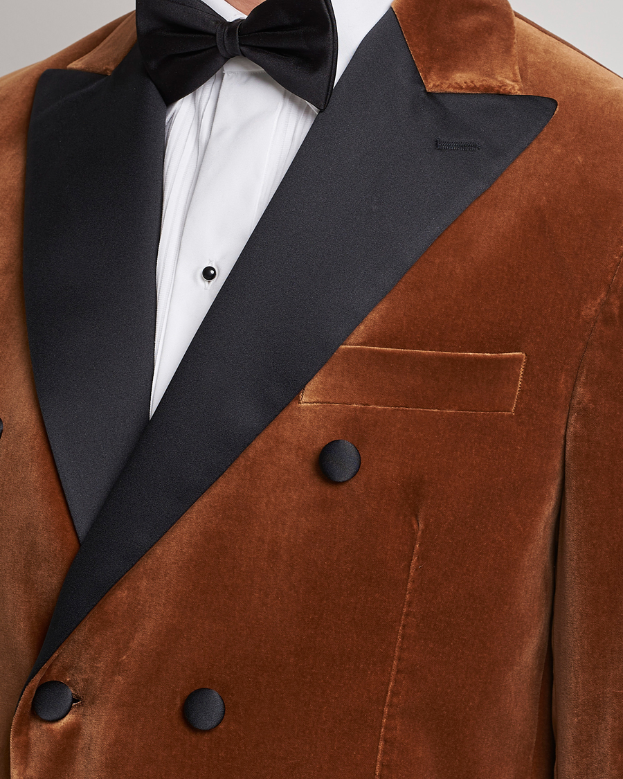Herre | Dressjakker | Oscar Jacobson | Farris Tuxedo Velvet DB Blazer Brown
