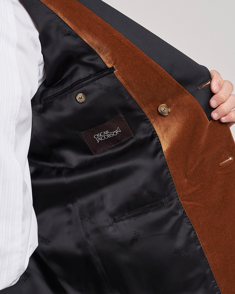 Herre | Dressjakker | Oscar Jacobson | Farris Tuxedo Velvet DB Blazer Brown