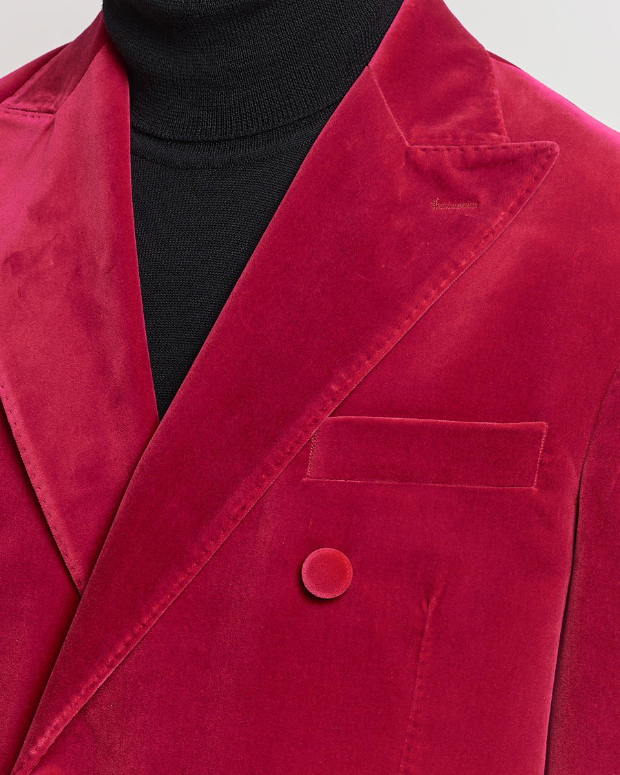 Herre | Dressjakker | Oscar Jacobson | Farris Double Breasted Velvet Blazer Pink Berries