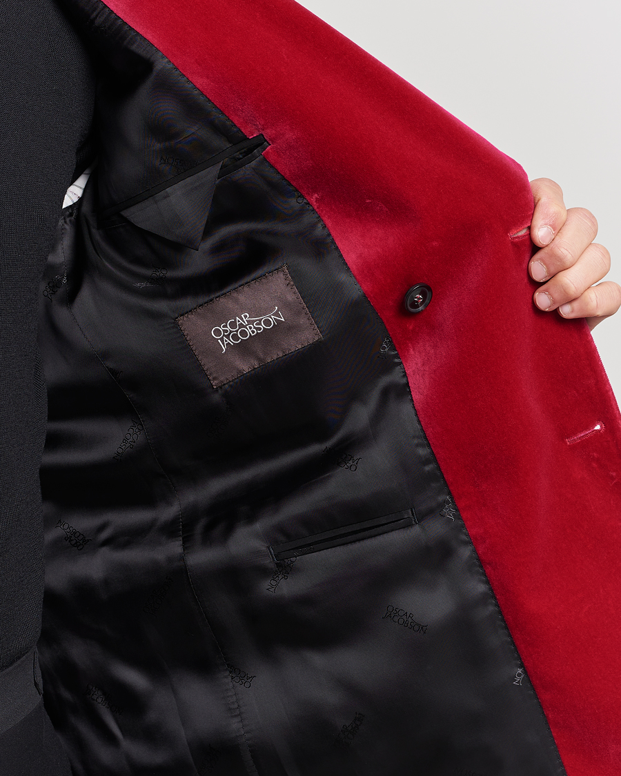 Herre | Dressjakker | Oscar Jacobson | Farris Double Breasted Velvet Blazer Pink Berries
