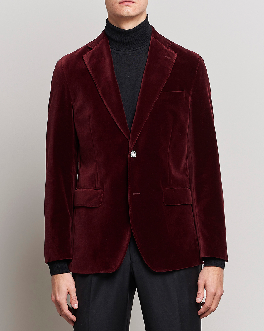 Herre | Bomullsblazer | Oscar Jacobson | Fogerty Velvet Blazer Wine