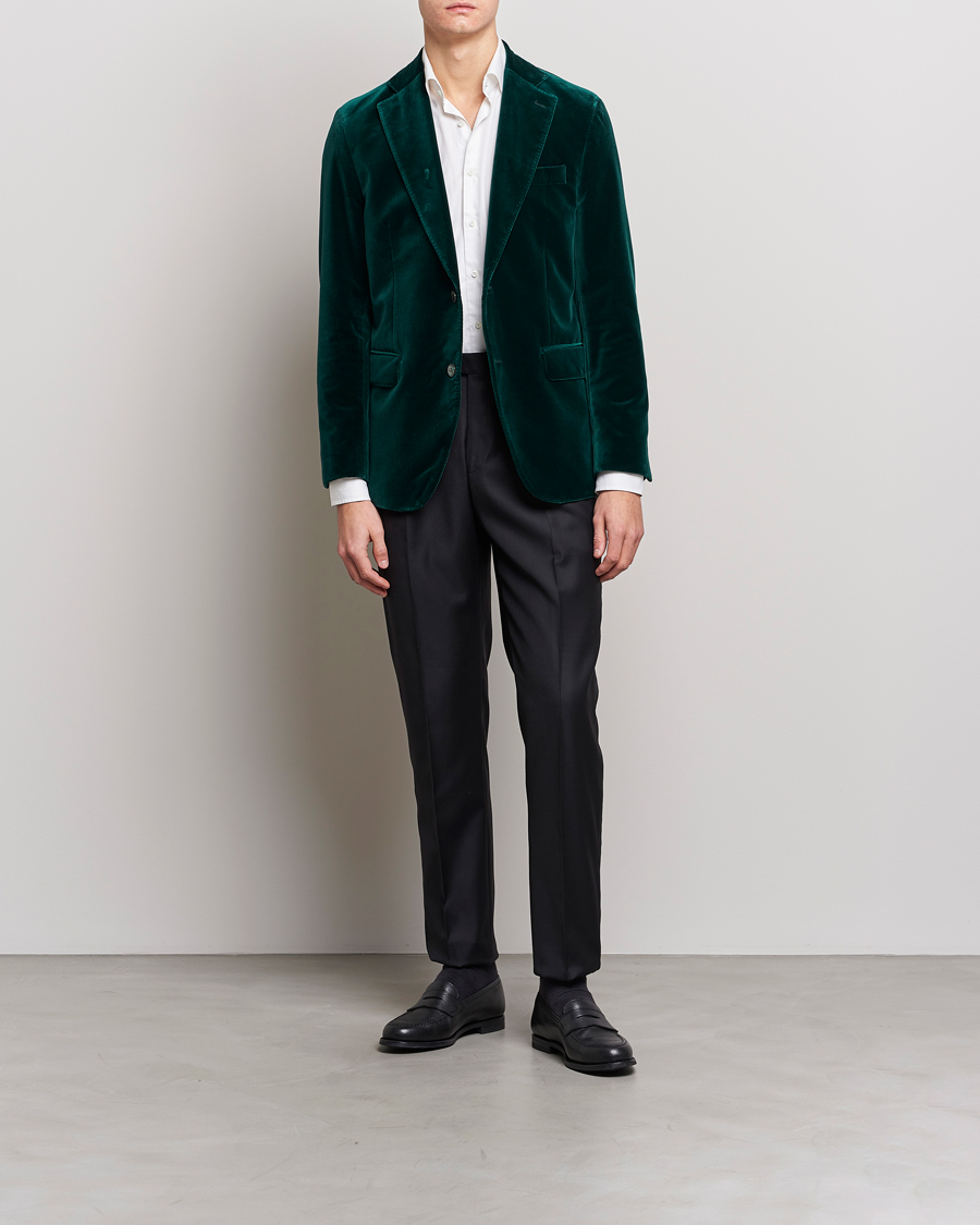 Herre | Dressjakker | Oscar Jacobson | Fogerty Velvet Blazer Green