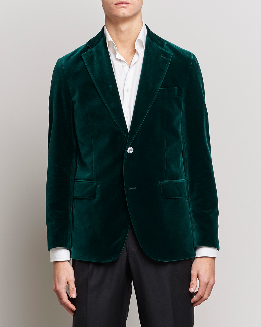 Herre | Dressjakker | Oscar Jacobson | Fogerty Velvet Blazer Green
