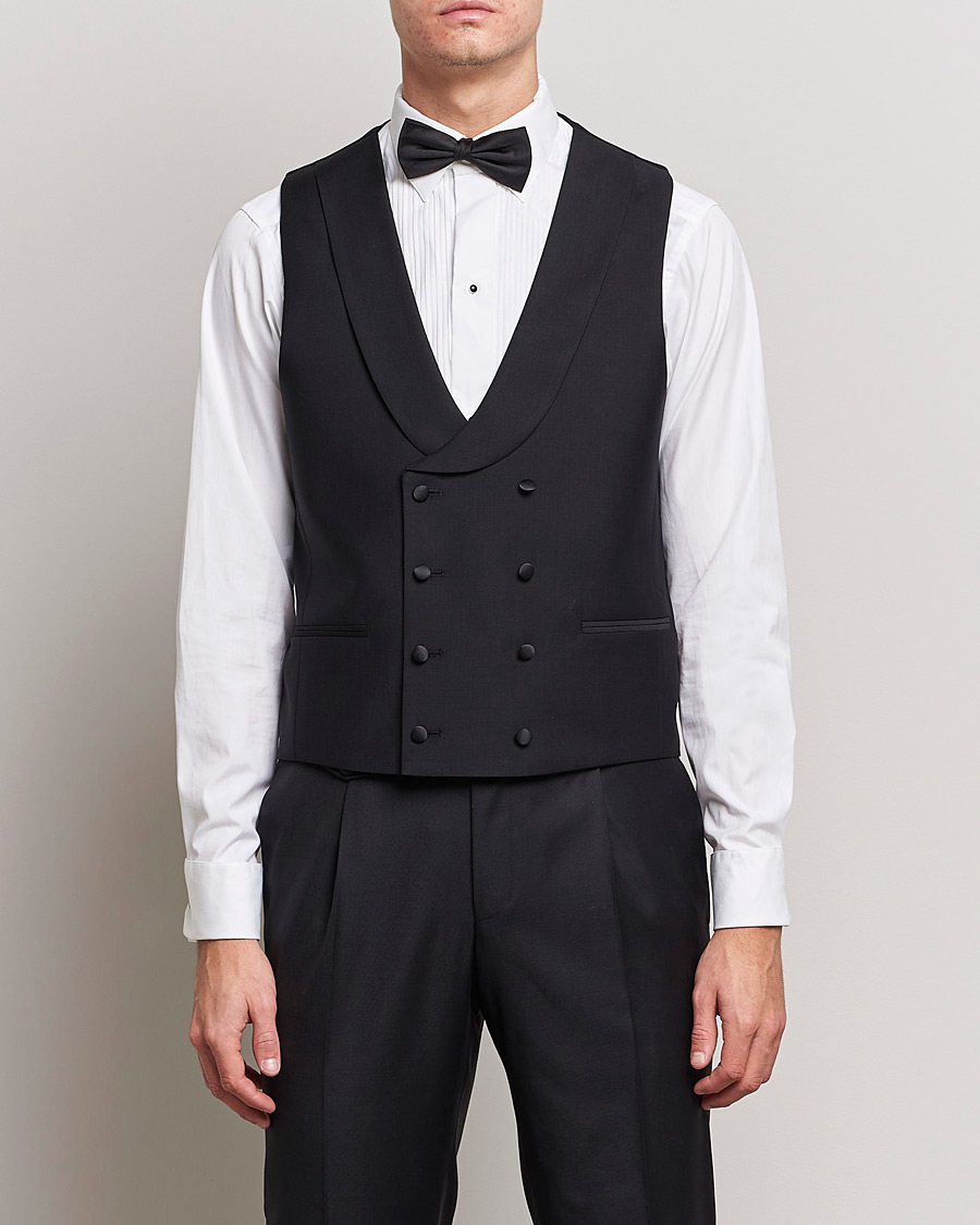 Herre | Vester | Oscar Jacobson | Hale Wool Tuxedo Waistcoat Black