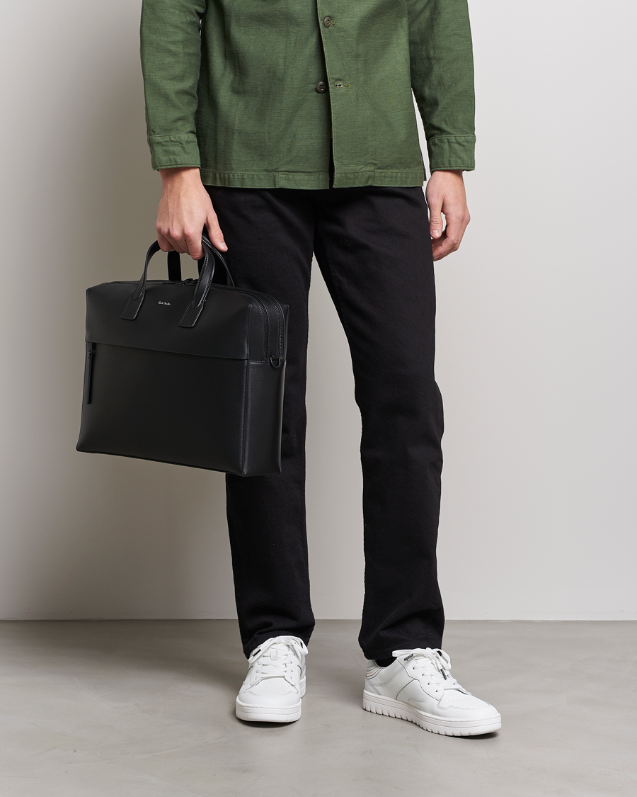 Herre | Paul Smith Leather Double Zip Shoulder Bag Black | Paul Smith | Leather Double Zip Shoulder Bag Black