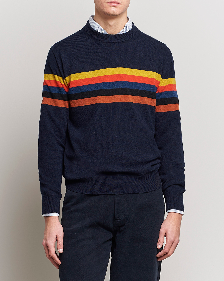 Herre | Gensere | Paul Smith | Wool Stripe Knitted Crew Neck Navy