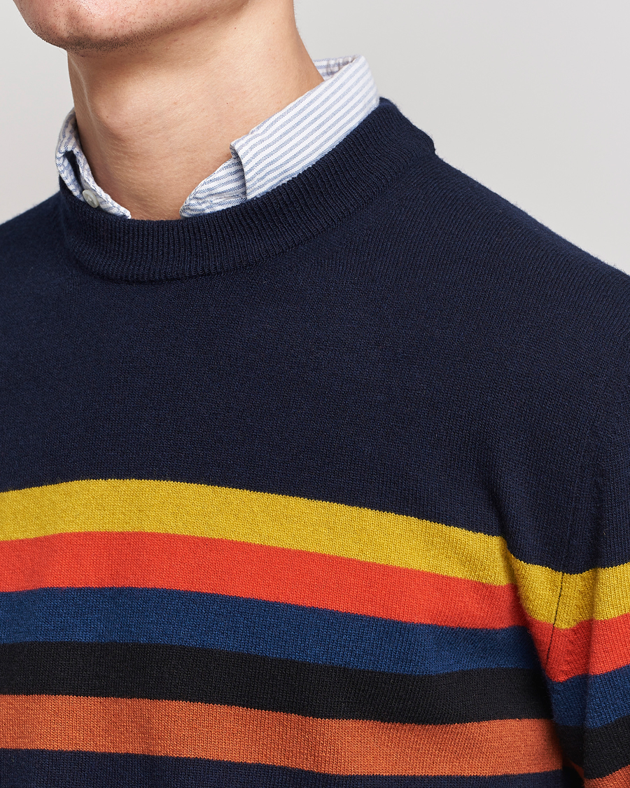Herre | Gensere | Paul Smith | Wool Stripe Knitted Crew Neck Navy
