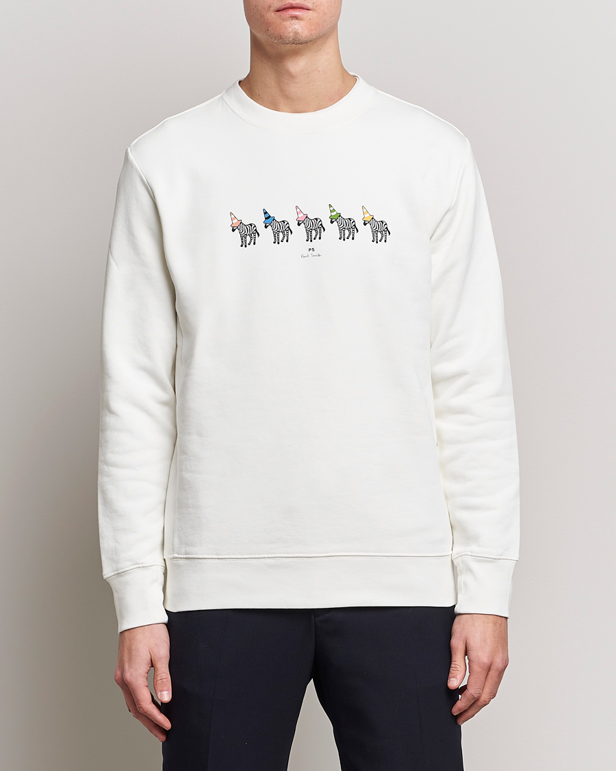 Herre | Sweatshirts | PS Paul Smith | Zebra Organic Cotton Sweatshirt Ecru