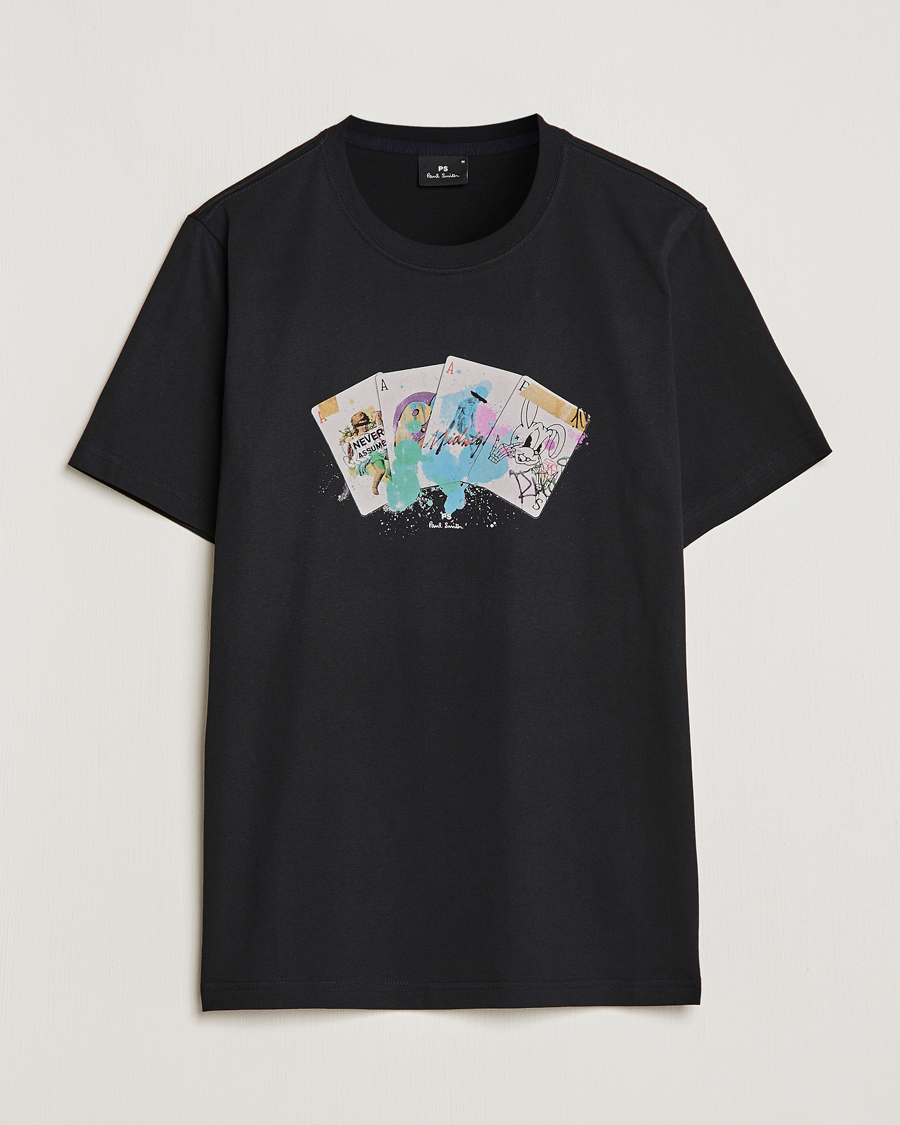 Herre | T-Shirts | PS Paul Smith | Card Regular Organic Cotton T-shirt Black