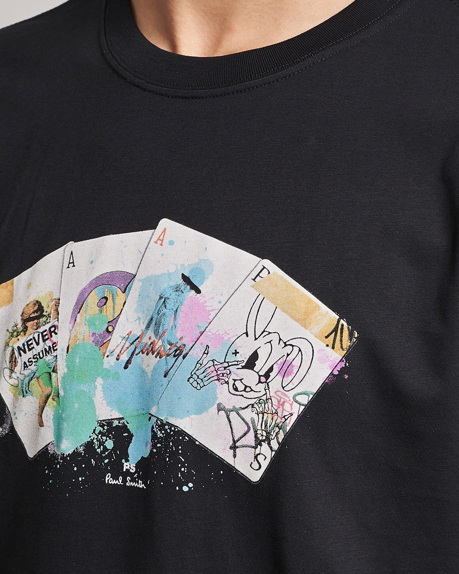 Herre | T-Shirts | PS Paul Smith | Card Regular Organic Cotton T-shirt Black