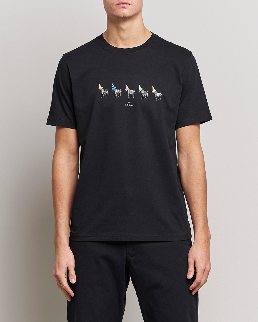Herre | PS Paul Smith | PS Paul Smith | Zebra Cones Regular Organic Cotton T-shirt Black