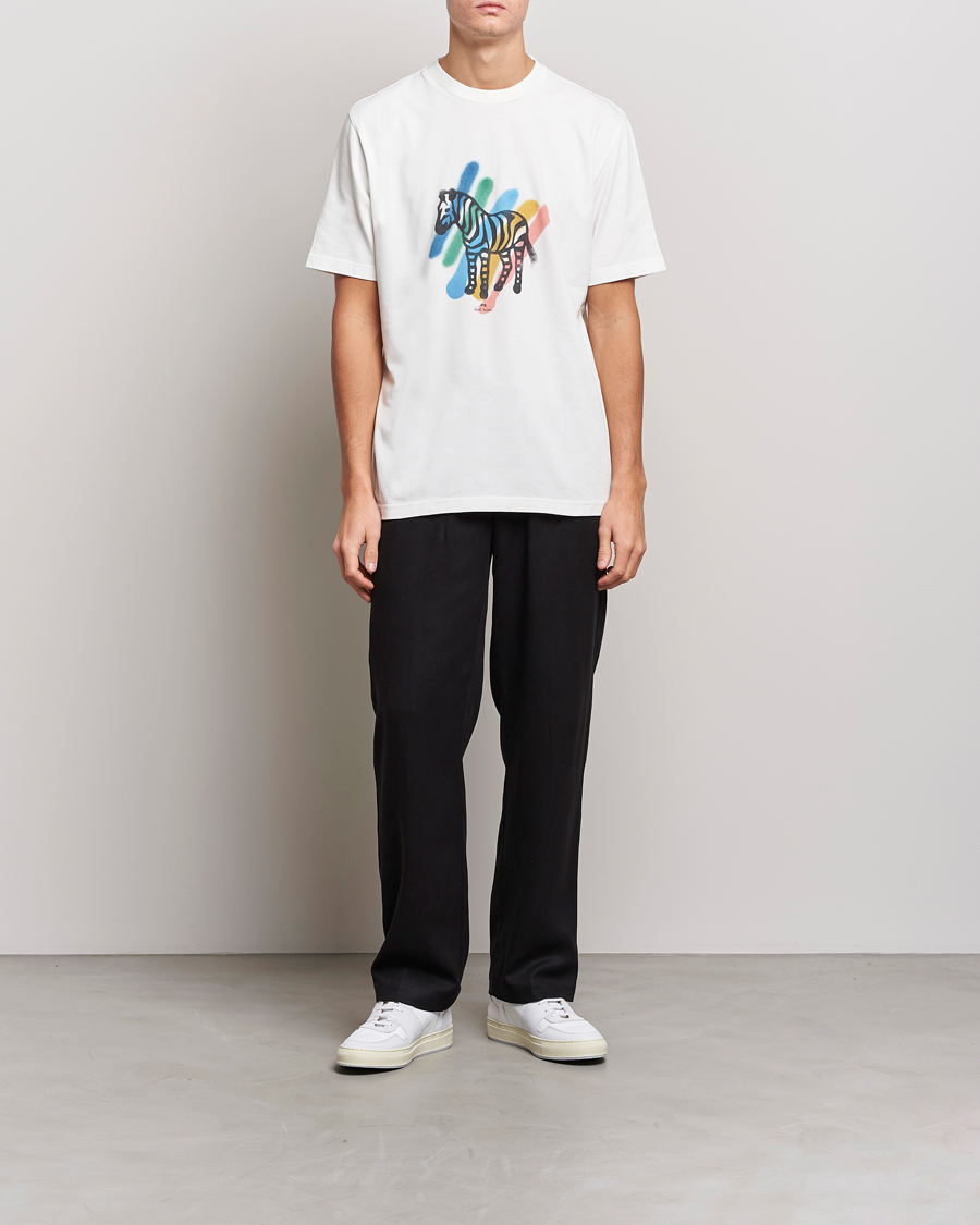 Herre | T-Shirts | PS Paul Smith | Heavy Organic Cotton Zebra Tee Ecru