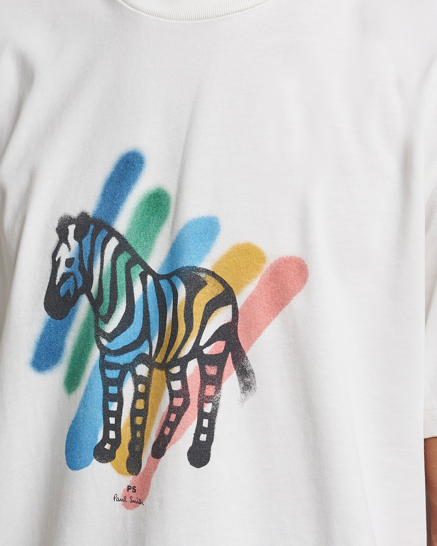 Herre | T-Shirts | PS Paul Smith | Heavy Organic Cotton Zebra Tee Ecru