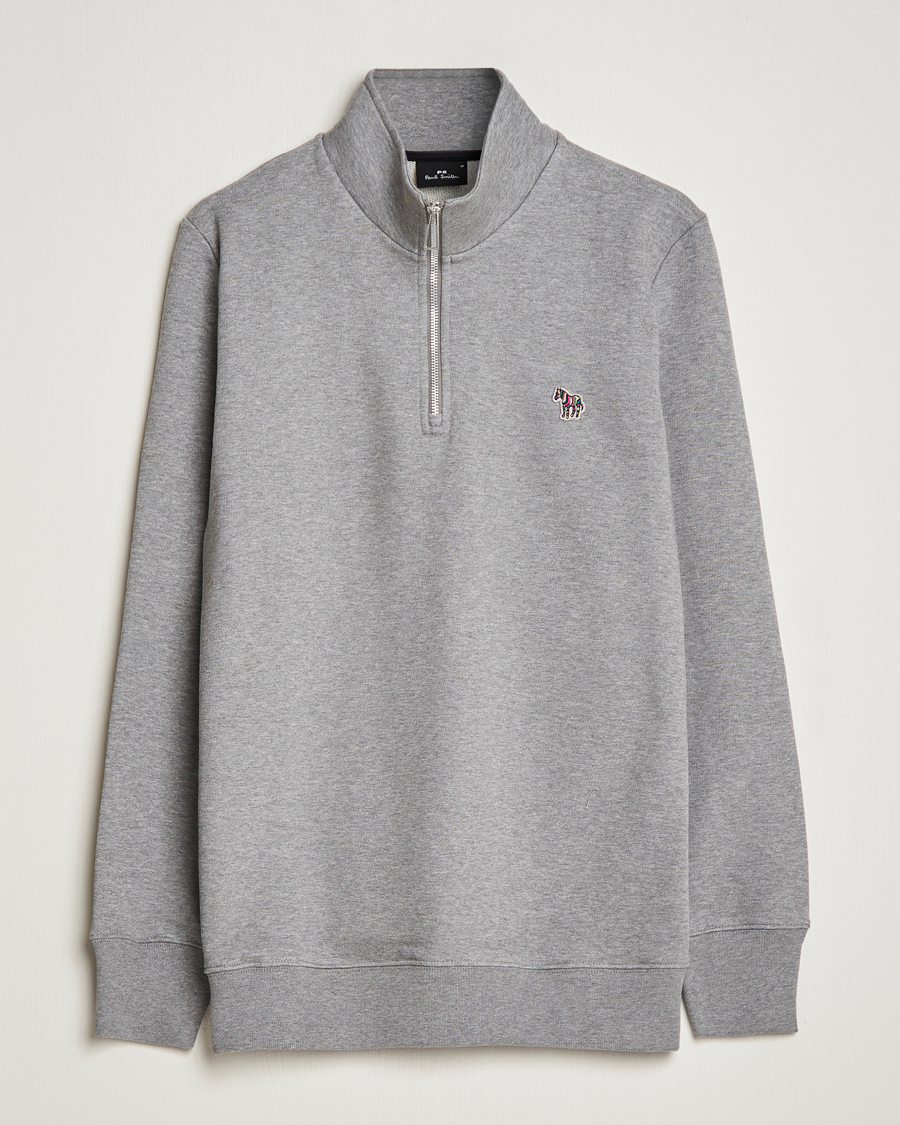Herre | Gensere | PS Paul Smith | Organic Cotton Zebra Half Zip Grey Melange