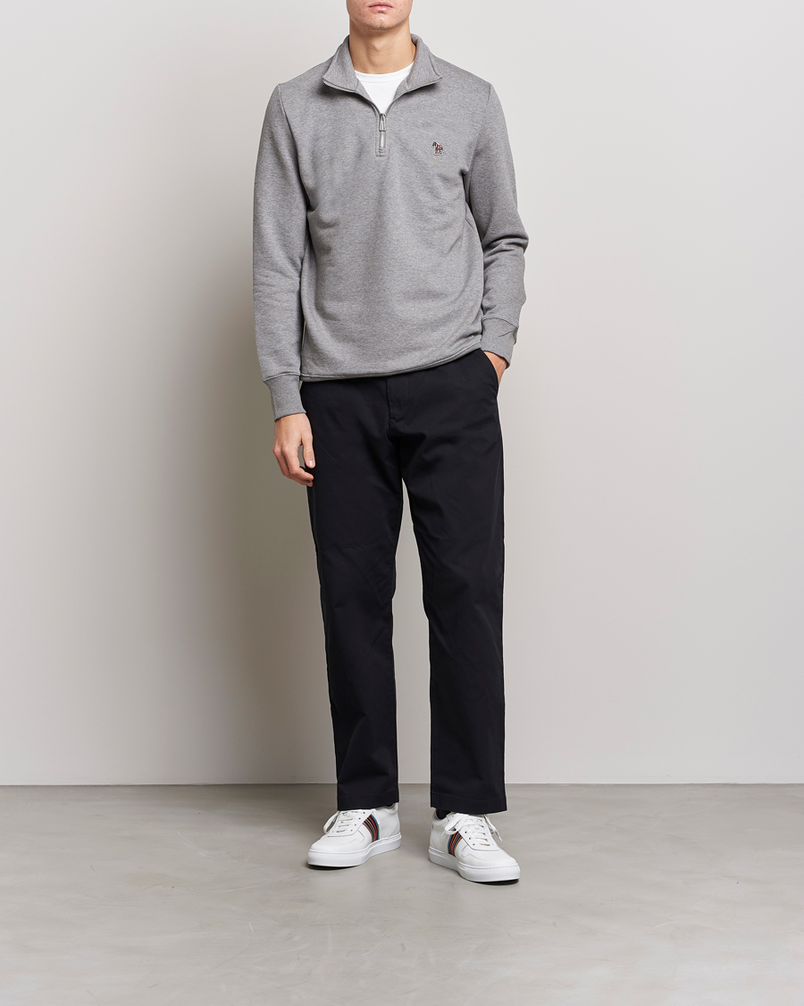 Herre | Gensere | PS Paul Smith | Organic Cotton Zebra Half Zip Grey Melange