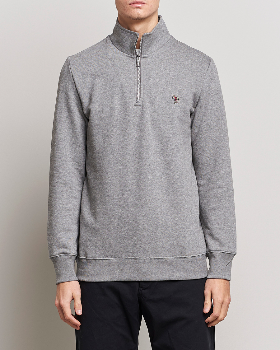 Herre | Paul Smith | PS Paul Smith | Organic Cotton Zebra Half Zip Grey Melange