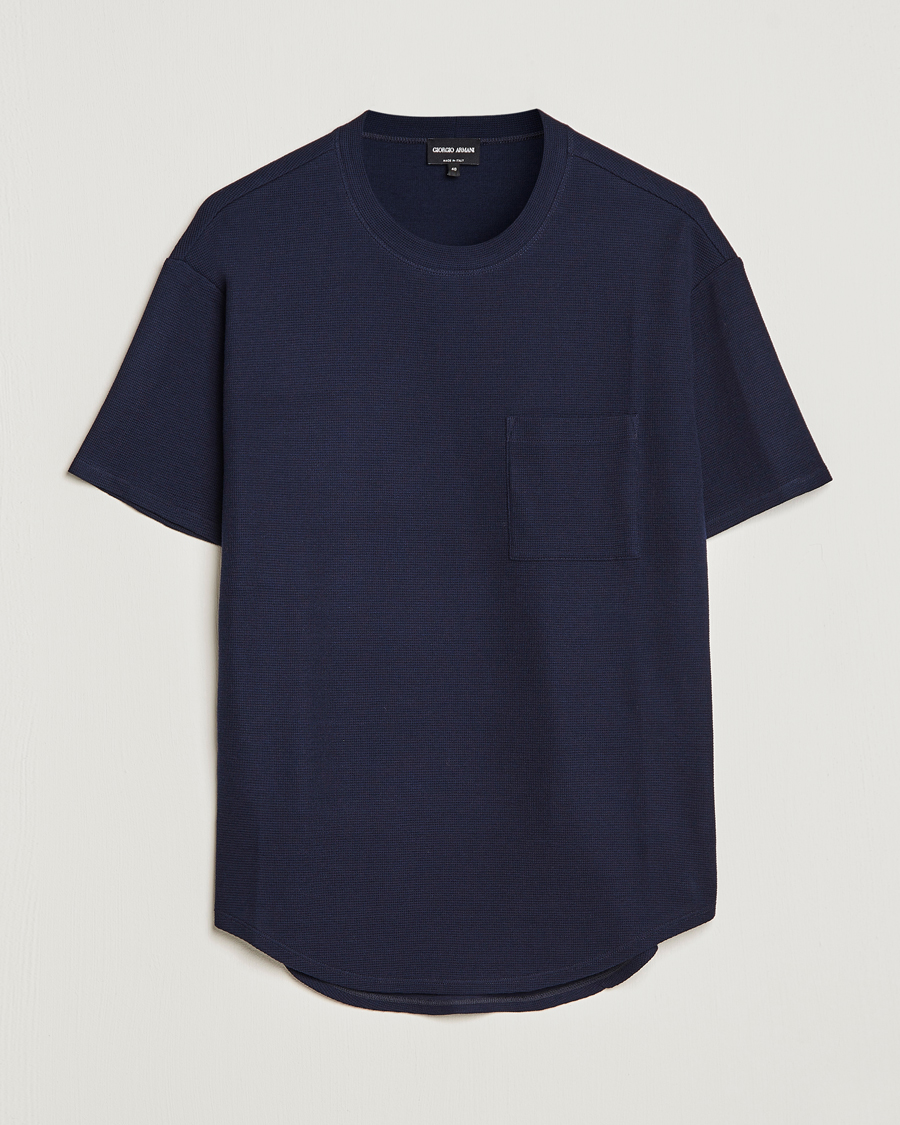 Herre | T-Shirts | Giorgio Armani | Cotton/Cashmere T-Shirt Navy
