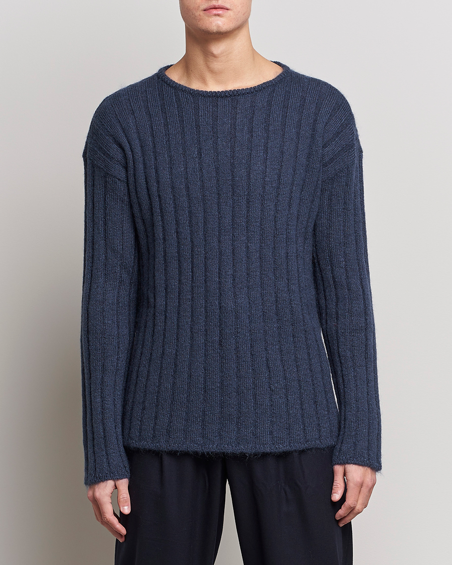 Herre |  | Giorgio Armani | Rib Stitch Mohair Sweater Navy