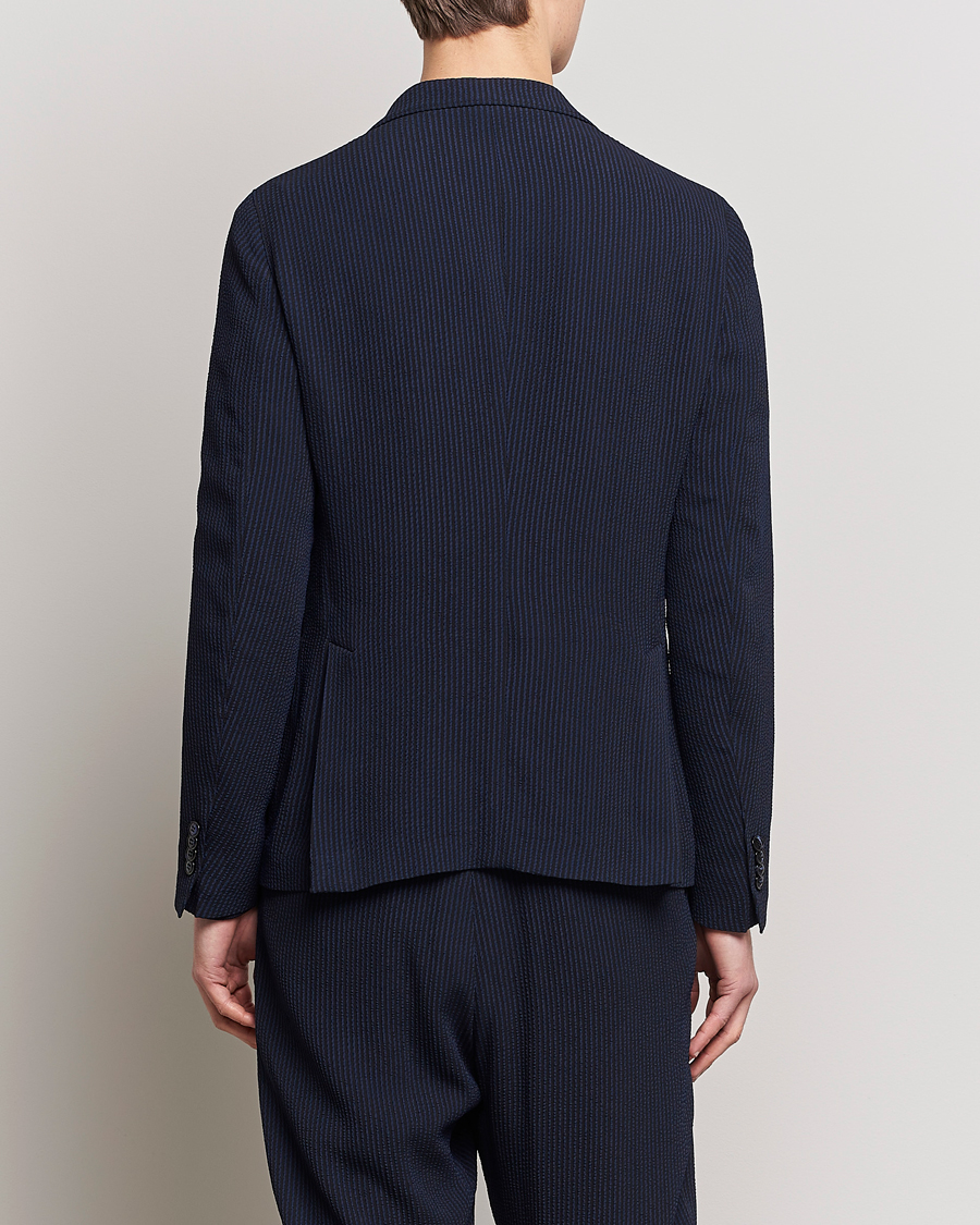 Herre | Dressjakker | Giorgio Armani | Double Breasted Seersucker Blazer Navy