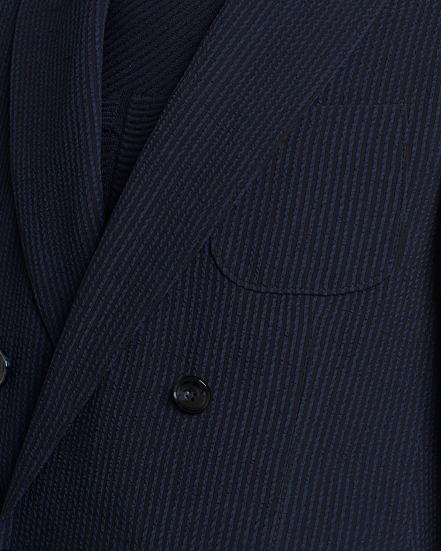 Herre | Dressjakker | Giorgio Armani | Double Breasted Seersucker Blazer Navy