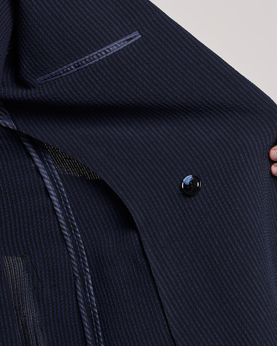 Herre | Dressjakker | Giorgio Armani | Double Breasted Seersucker Blazer Navy