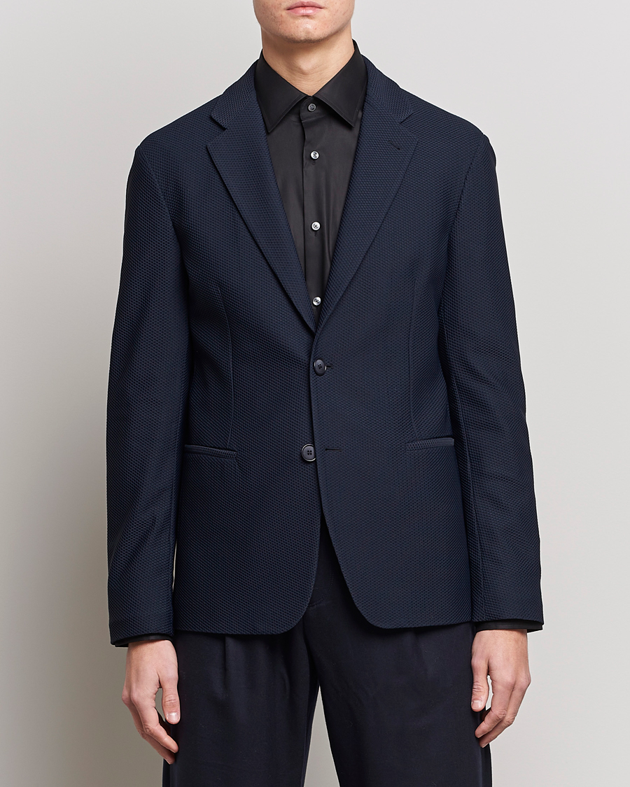 Herre | Dressjakker | Giorgio Armani | Single Breasted Mesh Blazer Navy