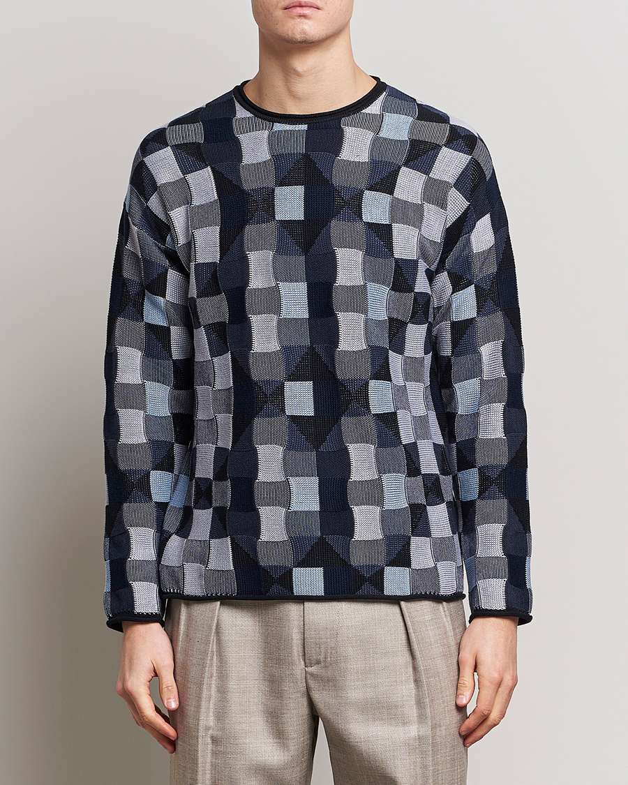 Herre | Gensere | Giorgio Armani | Geometrical Patchwork Sweater Navy/White