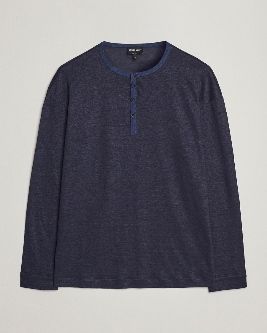 Herre | Gensere | Giorgio Armani | Linen Henley Navy