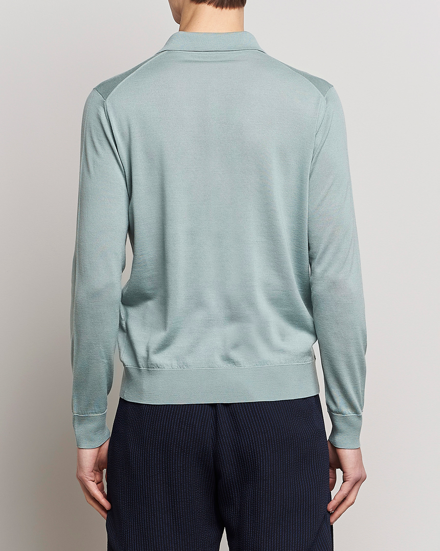 Herre | Gensere | Giorgio Armani | Long Sleeve Knitted Polo Light Grey
